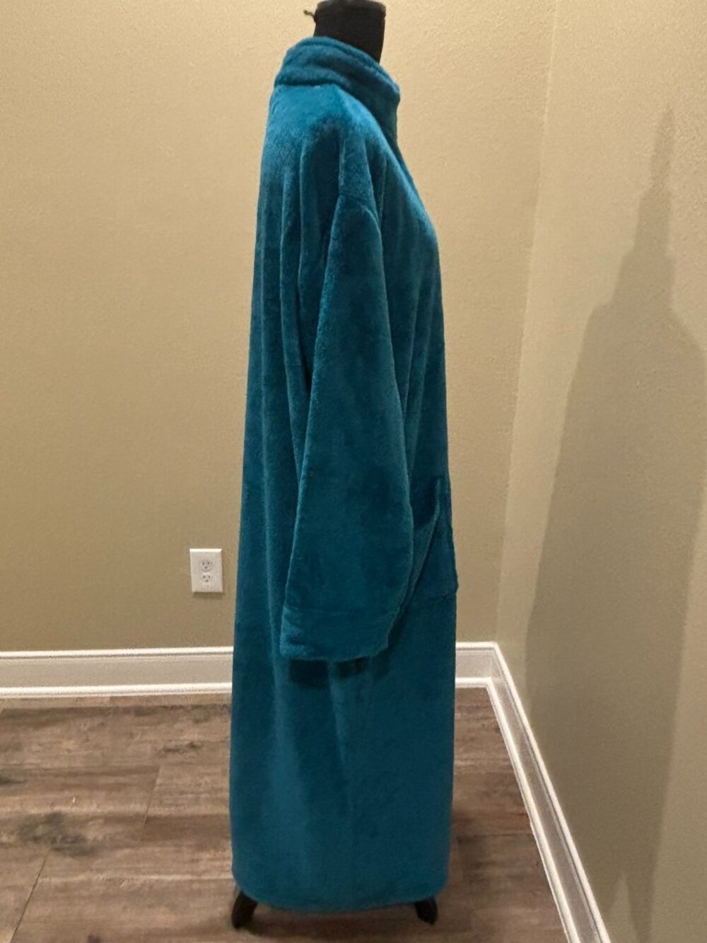 NWT Alexander Del Rossa Plush Zip Front Robe Housecoat Teal Green 2X Plus - Picture 8 of 12